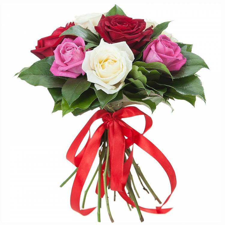 букет из 7 разноцветных роз